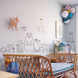 Nordic Cartoon Animal Wall Sticker | Shy Bear Fox Baby Children Room Creative Nursery Decals | Home Decor Wallpaper