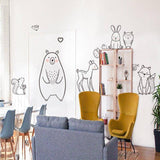 Nordic Cartoon Animal Wall Sticker | Shy Bear Fox Baby Children Room Creative Nursery Decals | Home Decor Wallpaper