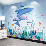 Sea World Ocean Wall Decal for kids room, Wall Stickers for Nursery Ocean Life with Whale, Fishes, Octopus, Turtles, Corals,