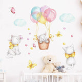 Cat Kitty hanging from Balloons Wall decal / balloons / Cat Kitty Set / Nursery Art / Nursery Wall Murals / Baby Room Decals