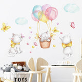 Cat Kitty hanging from Balloons Wall decal / balloons / Cat Kitty Set / Nursery Art / Nursery Wall Murals / Baby Room Decals