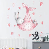 Bunny Sleeping in a Swing Wall Sticker | Baby Girl Room Decoration Wallpaper