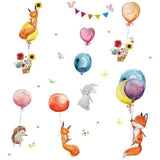 Woodland Animals with Balloons Wall Sticker | Baby Nursery Animals Wall Decals | Gifts for Kids