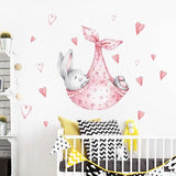 Bunny Sleeping in a Swing Wall Sticker | Baby Girl Room Decoration Wallpaper