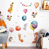 Woodland Animals with Balloons Wall Sticker - Nursery Decor