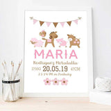 Baby Girl Birth details Canvas Poster- Nursery Wall Art