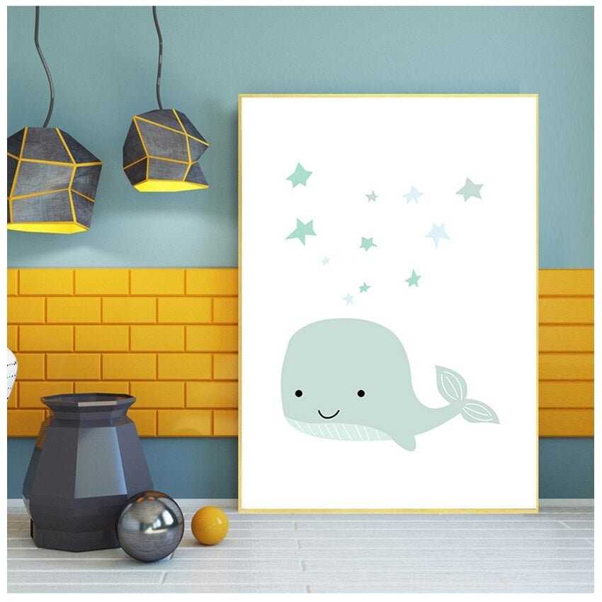 I tesori del piccolo, disegno della balena:poster con il nome del bambino