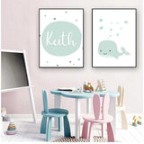 Little One's Treasures Whale Design Baby Name Poster