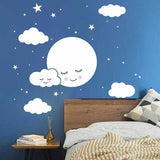 White Smiley Cloud Stars Wall Sticker | Kids Baby Rooms Decorations | Children Wall Art