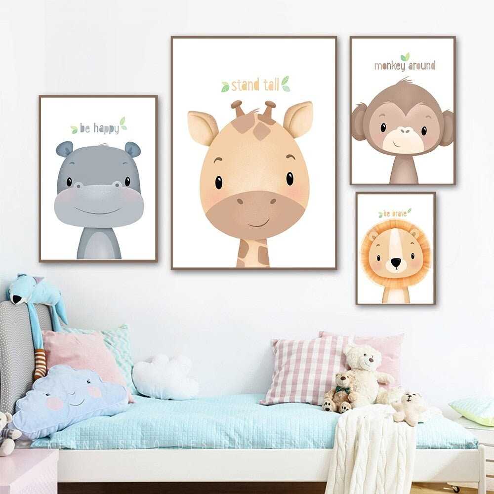 Verspielte Safari Friends Kinderzimmer-Wandposter – Kinderzimmerdekoration