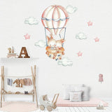 Bunny Rabbit on Air Balloon / Moon Wall Stickers | Kids Room PVC Wall Decals | Rabbit Wall stickers