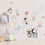 Animals hanging from Balloons Wall decal | Animal Wall Stickers | Nursery Wall Stickers
