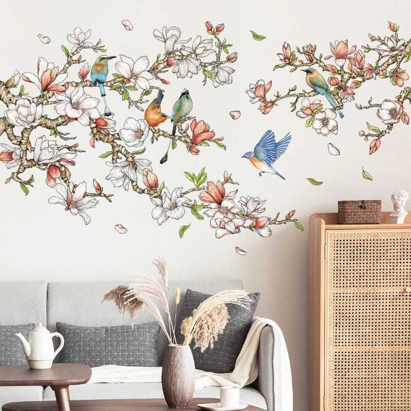 Birds on Tree Branches Wall Decal: Decorate with Nature on Tree Wall Stickers | Birds on tree branches Wall Decal | House Warming Gifts