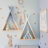 Triangle Joy: Wooden Wall Mounted Shelf for Kids' Room Wall Decor