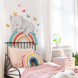 Elephant on Rainbow Wall Sticker | Kids Nursery Wall Decal | Large Rainbow Wall Decal