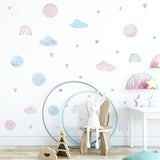 Watercolour Heart Clouds Wall Stickers for Baby Girls Room | Wall Decor Removable PVC Wall Decals Home Decor
