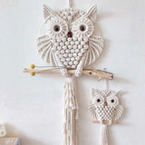 Owl Woven Tapestry Shelf for Wall | Large Fiber Art Macrame for Wall | Living Room Wall Hanging Decor