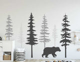 Pine Tree With Bear Wall Decal | Tree Art Wall Decal