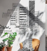 Tall City Buildings Wall Stickers | Buildings Wall Decal | Living room Wall Decal
