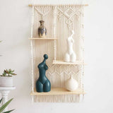 Woven Tapestry Shelf for Wall | Large Fiber Art Macrame for Wall | Living Room Wall Hanging Decor