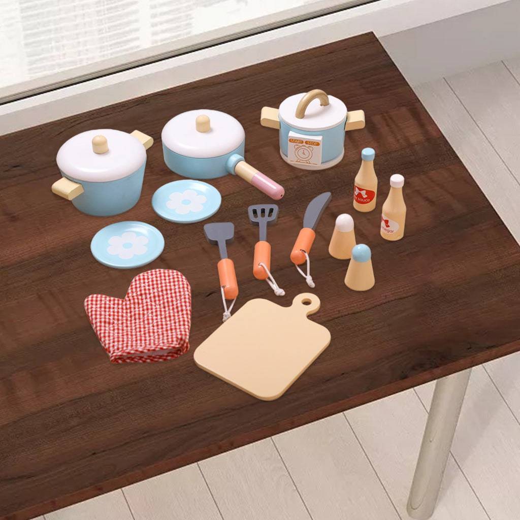 Wood Pots Pans Toys | Wooden Kitchen Set Toy | Wooden play kitchen Accessories | Pretend Play Kitchen Plates Toys