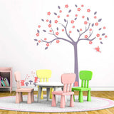Tree Wall Decal: Stylish Pink Flowers Blossom