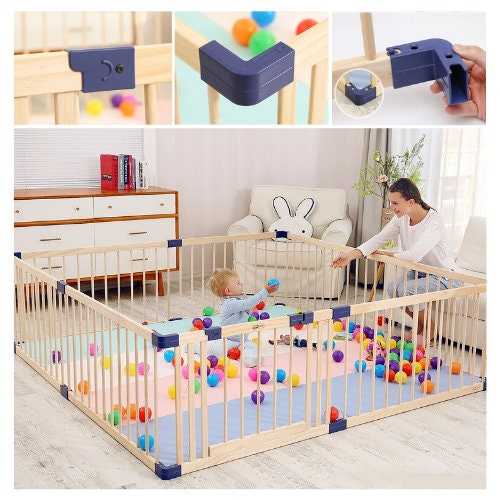 Wooden Play Fence | Playpen Fence for Kids | Kids Playpen Fence