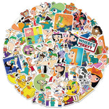Disney Cartoon Phineas and Ferb Stickers Pack | Famous Bundle Stickers | Waterproof Bundle Stickers