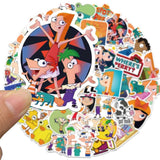 Disney Cartoon Phineas and Ferb Stickers Pack | Famous Bundle Stickers | Waterproof Bundle Stickers