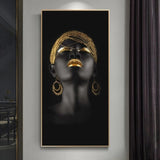 African Girl Trio Black Art Canvas Set