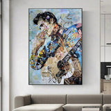 Elvis Presley Chanteur Portrait Abstrait Magazine Wall Art
