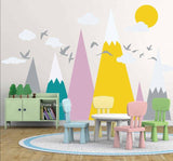 Papier Peint Mural pour Chambre d'enfant Montagnes - Thème Chambre d'Enfant